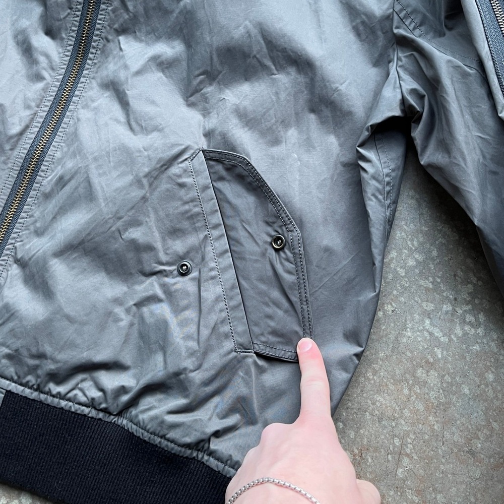 Wallace & Barnes Mens Gray Nylon Cotton MA-1 Military Bomber Jacket XL Talon Zip - Picture 7 of 11